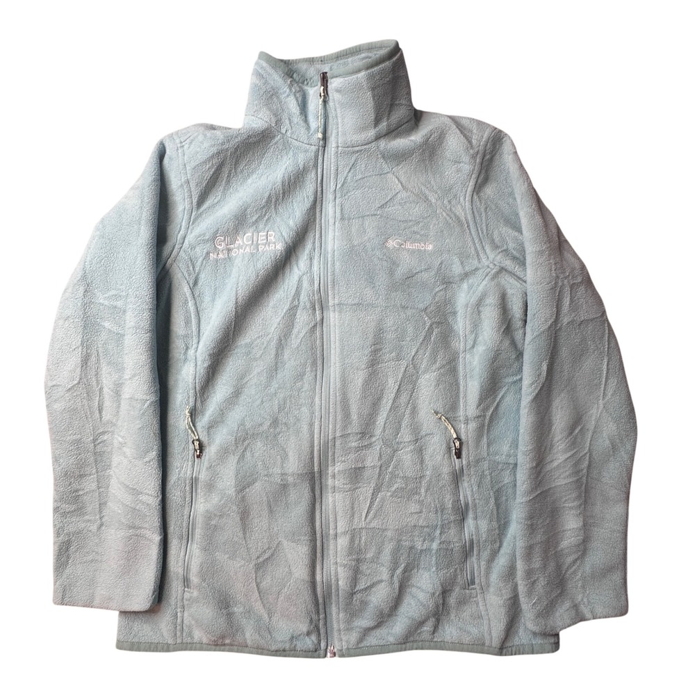 Columbia Fleece Jacket Womens M Blue Glacier National Park Polartec Full Zip